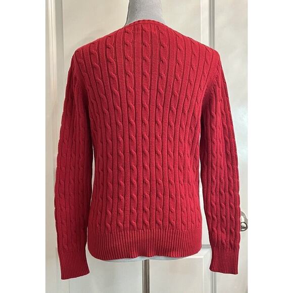 St John’s Bay Cable Birch Knit Jumper Womens Sz M Red Crew Neck Sweater Preppy - Picture 4 of 6